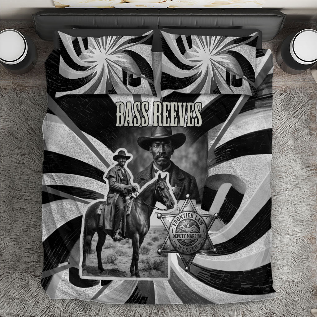 Bass Reeves Deputy Marshal Bedding Set Black White Vintage Lawman Horse Badge Sunburst