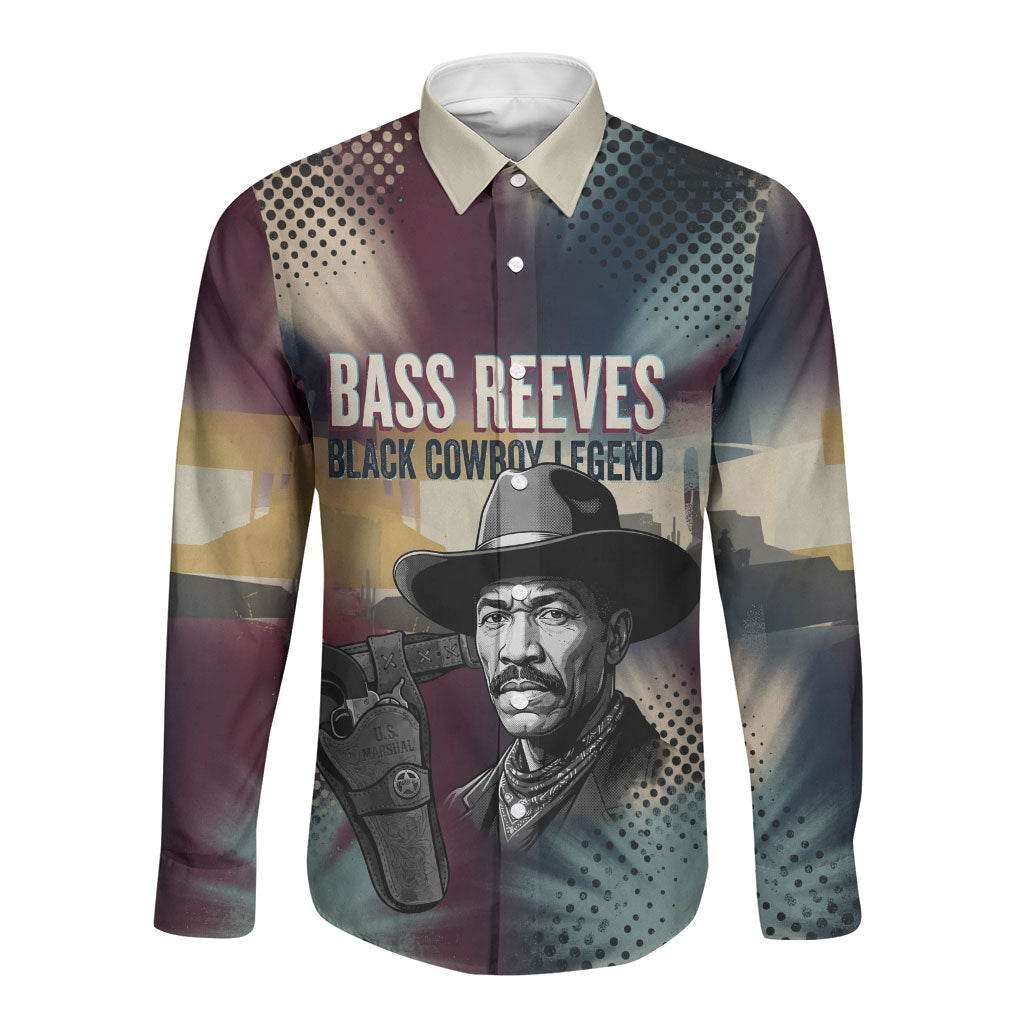 Bass Reeves Black Cowboy Legend Long Sleeve Button Shirt Vintage Pop Art US Marshal Horse Desert