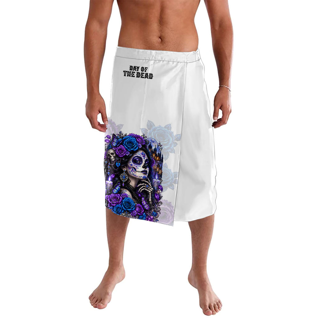 Day Of The Dead Lavalava Gothic Floral La Catrina Blue Purple Roses