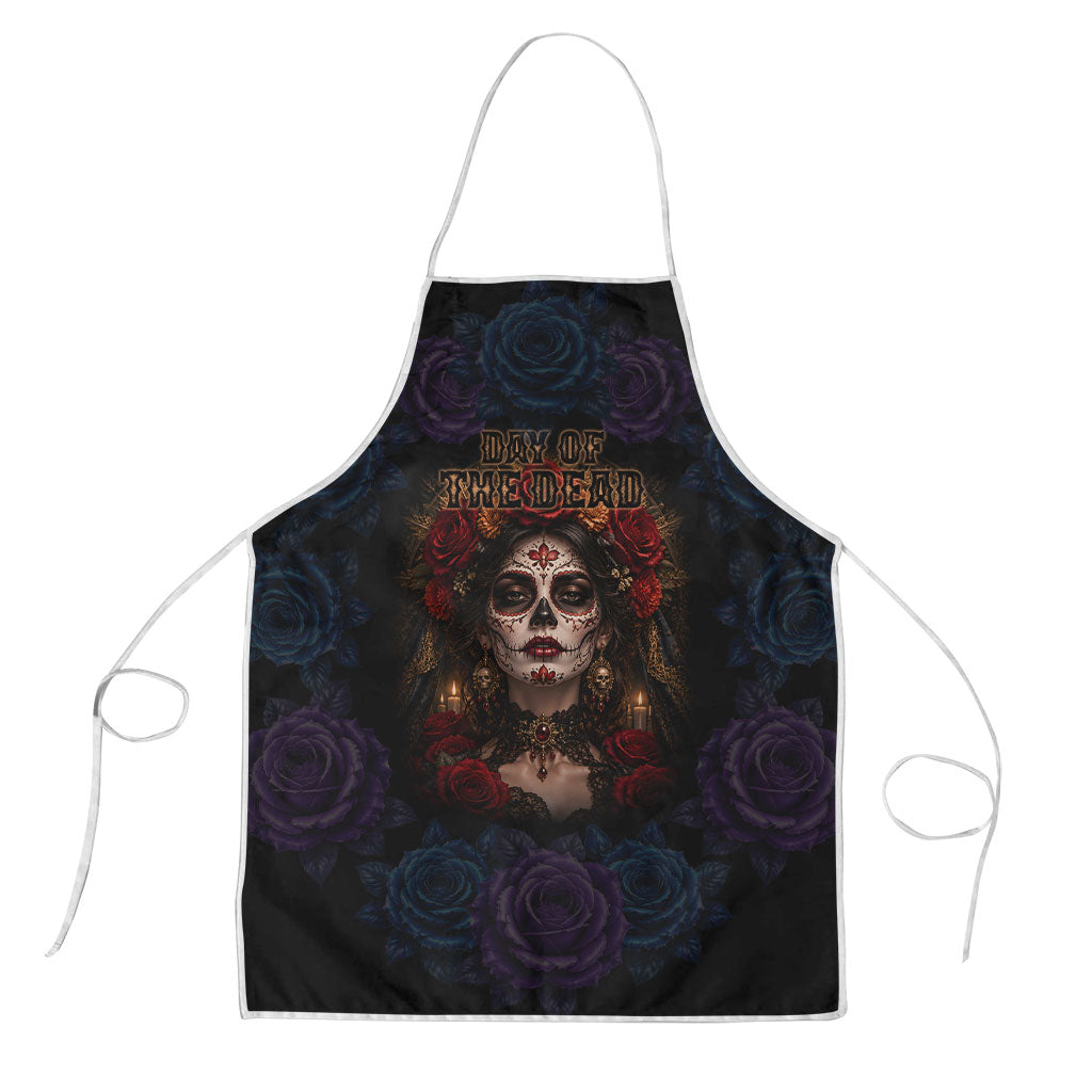 Day Of The Dead La Catrina Apron Gothic Floral Sugar Skull Red Roses