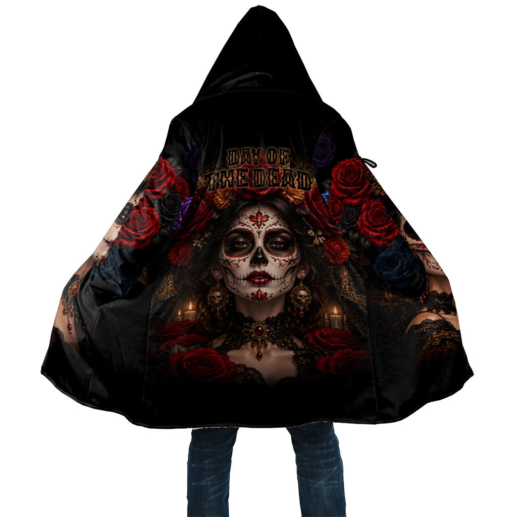 Day Of The Dead La Catrina Cloak Gothic Floral Sugar Skull Red Roses