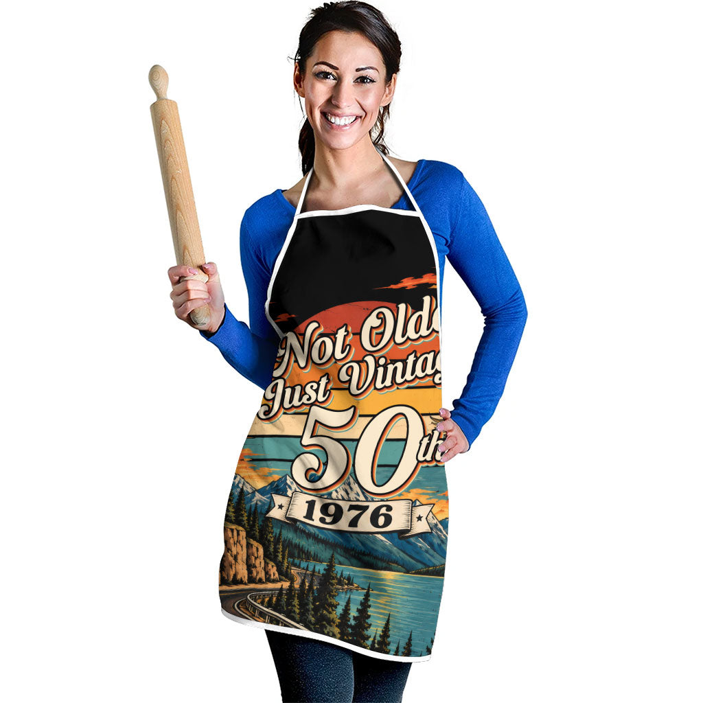 50th Birthday 1976 Apron Not Older Just Vintage Retro Sunset Mountain