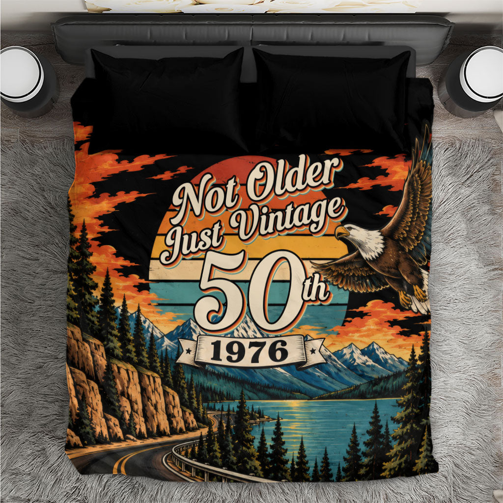 50th Birthday 1976 Bedding Set Not Older Just Vintage Retro Sunset Mountain