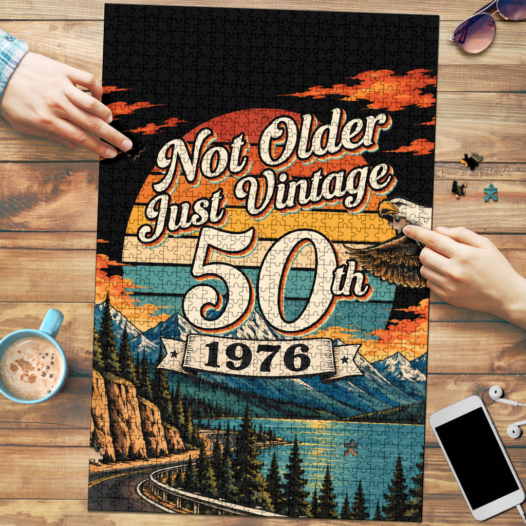50th Birthday 1976 Puzzle Not Older Just Vintage Retro Sunset Mountain