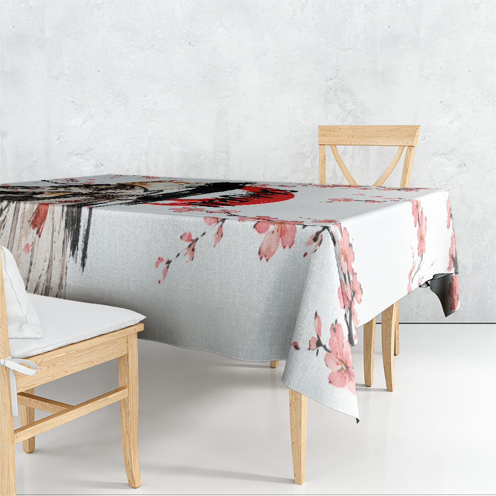 Shiba Inu Samurai Tablecloth Japanese Cherry Blossom Warrior Dog Art