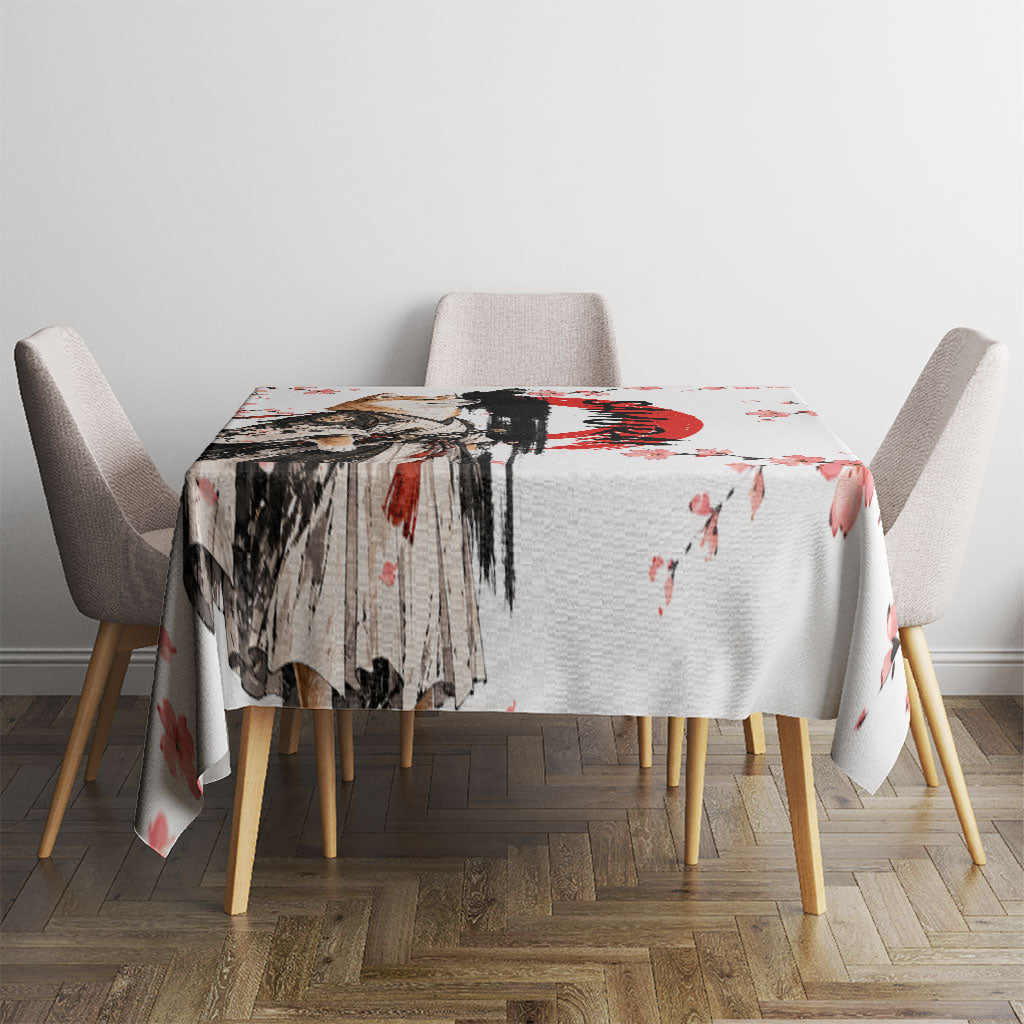 Shiba Inu Samurai Tablecloth Japanese Cherry Blossom Warrior Dog Art