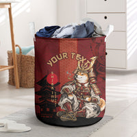 Personalized Shiba Inu Samurai Laundry Basket Japanese Warrior Dog Torii Gate Art