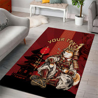 Personalized Shiba Inu Samurai Area Rug Japanese Warrior Dog Torii Gate Art