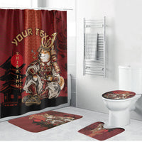 Personalized Shiba Inu Samurai Bathroom Set Japanese Warrior Dog Torii Gate Art