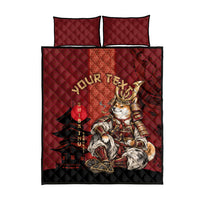 Personalized Shiba Inu Samurai Quilt Bed Set Japanese Warrior Dog Torii Gate Art