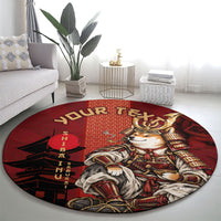 Personalized Shiba Inu Samurai Round Carpet Japanese Warrior Dog Torii Gate Art