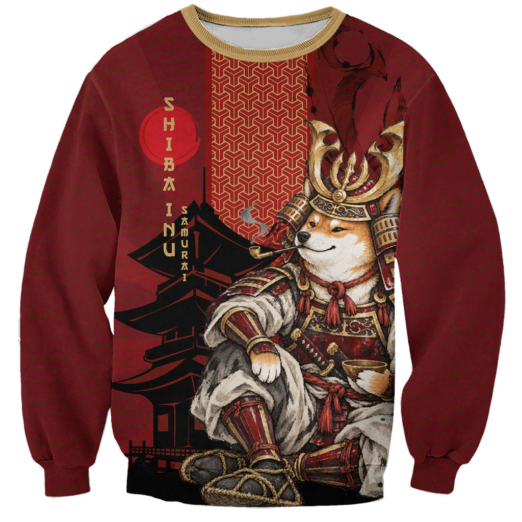 Personalized Shiba Inu Samurai Sweatshirt Japanese Warrior Dog Torii Gate Art