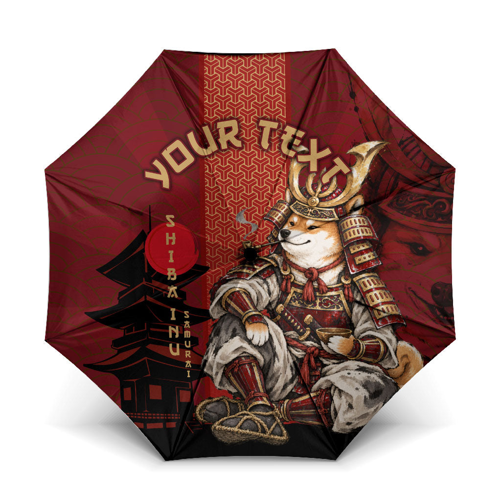 Personalized Shiba Inu Samurai Umbrella Japanese Warrior Dog Torii Gate Art