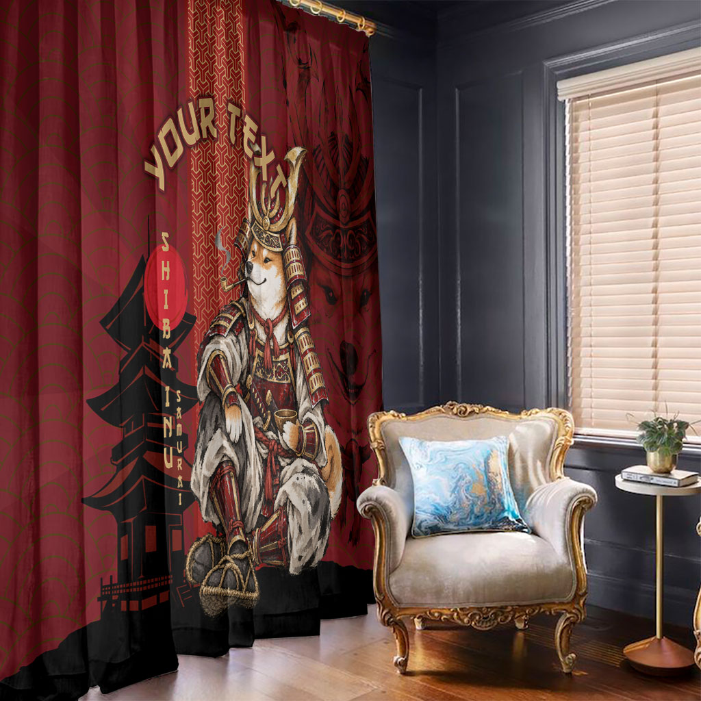 Personalized Shiba Inu Samurai Window Curtain Japanese Warrior Dog Torii Gate Art