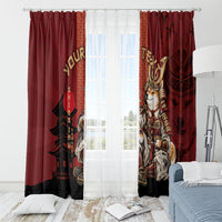 Personalized Shiba Inu Samurai Window Curtain Japanese Warrior Dog Torii Gate Art