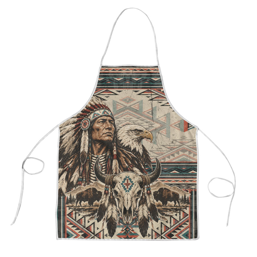 Native American Chief Eagle Apron Southwestern Tribal Geometric Bison Skull Art