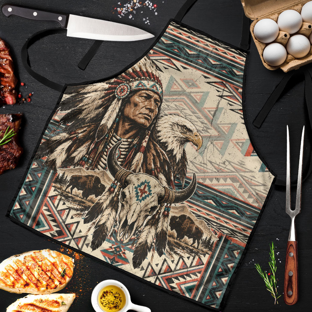 Native American Chief Eagle Apron Southwestern Tribal Geometric Bison Skull Art