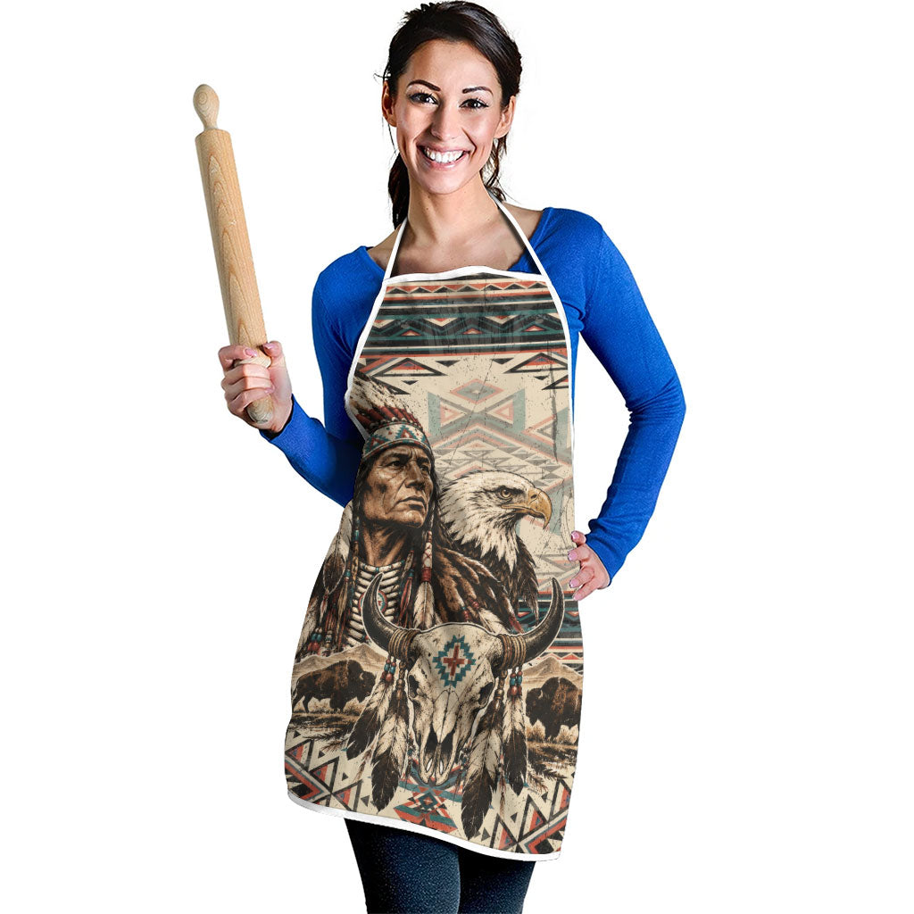 Native American Chief Eagle Apron Southwestern Tribal Geometric Bison Skull Art