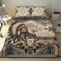 Native American Chief Eagle Bedding Set Southwestern Tribal Geometric Bison Skull Art