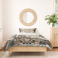 Native American Chief Eagle Bedding Set Southwestern Tribal Geometric Bison Skull Art