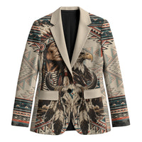 Native American Chief Eagle Blazer Southwestern Tribal Geometric Bison Skull Art