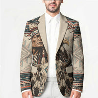 Native American Chief Eagle Blazer Southwestern Tribal Geometric Bison Skull Art