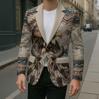 Native American Chief Eagle Blazer Southwestern Tribal Geometric Bison Skull Art