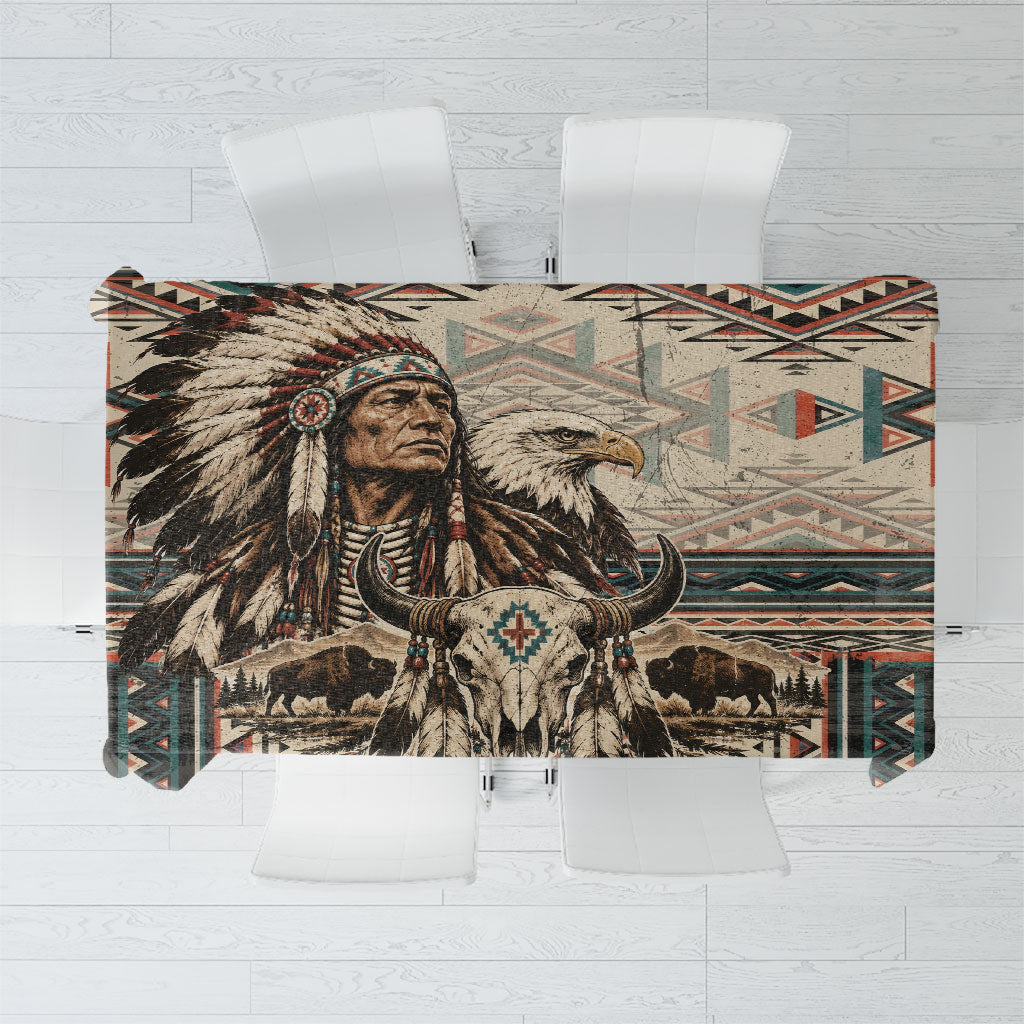 Native American Chief Eagle Tablecloth Southwestern Tribal Geometric Bison Skull Art