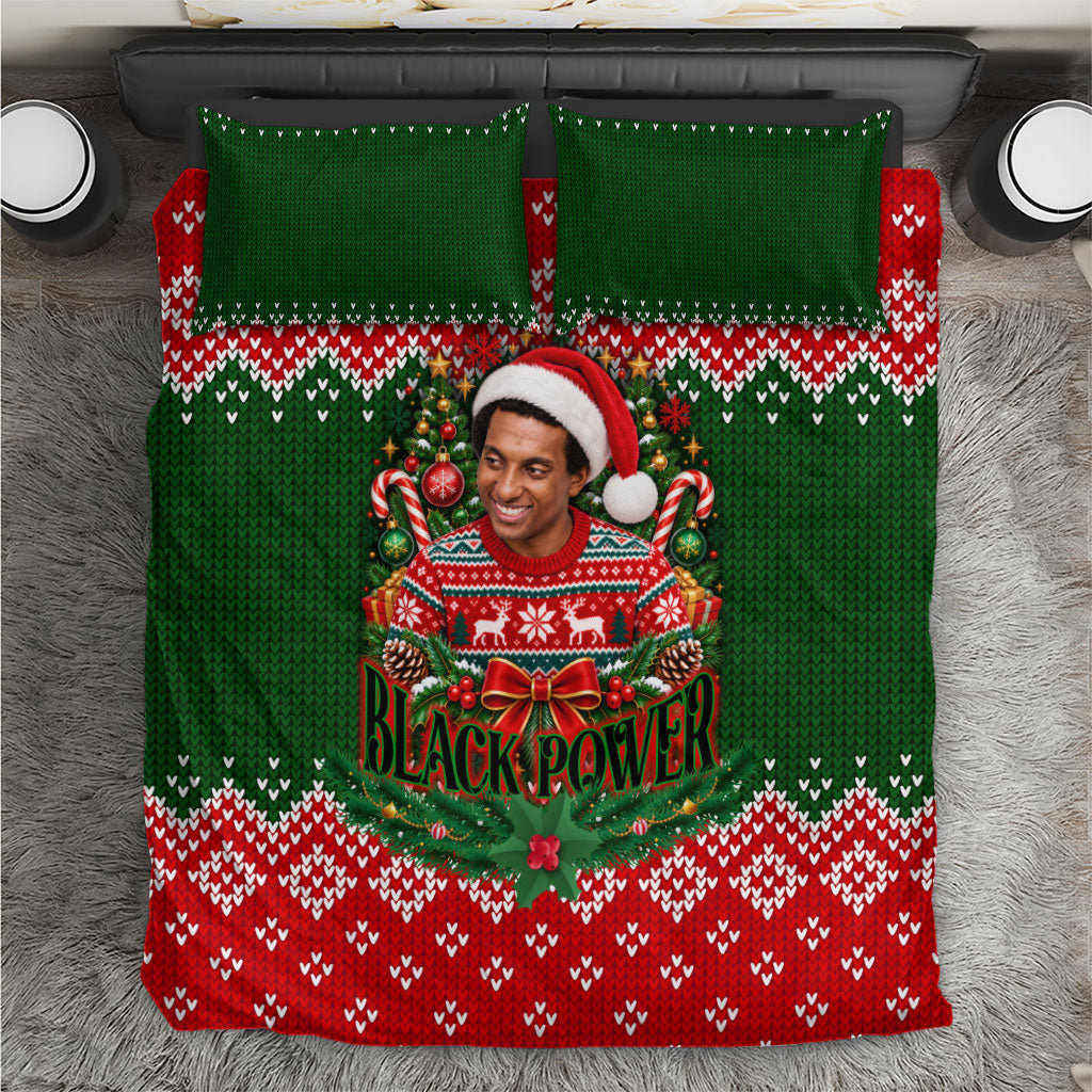 Stokely Carmichael Black Power Christmas Bedding Set Retro Knit Pattern Civil Rights Voting Quote Art