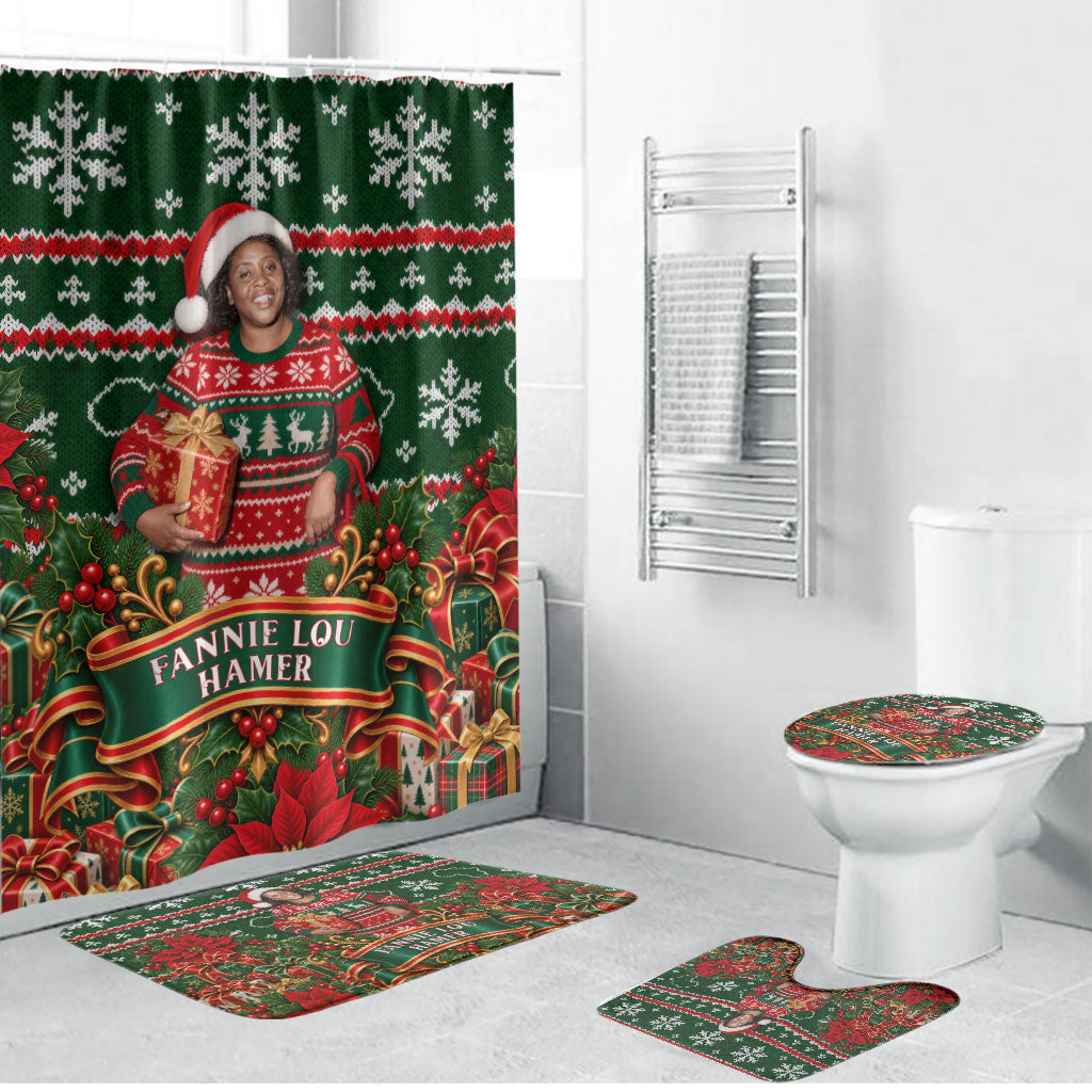 Fannie Lou Hamer Christmas Bathroom Set Retro Ugly Christmas Pattern Civil Rights Activist Pan African