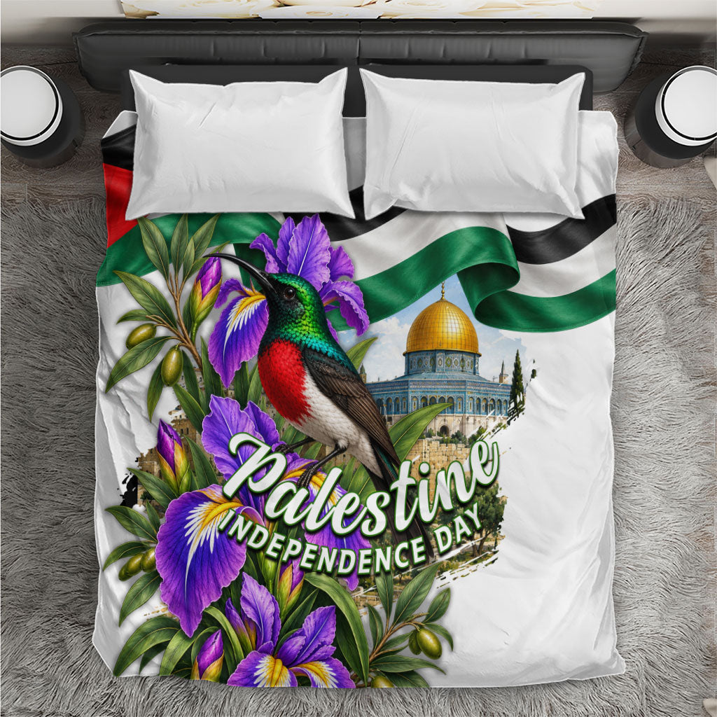 Palestine Dome Of The Rock Bedding Set Flag Sunbird Iris Flower Cultural Heritage