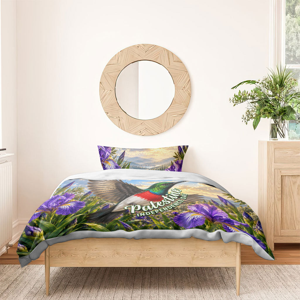 Palestine Independence Day Bedding Set Sunbird Iris Flower Cultural Heritage