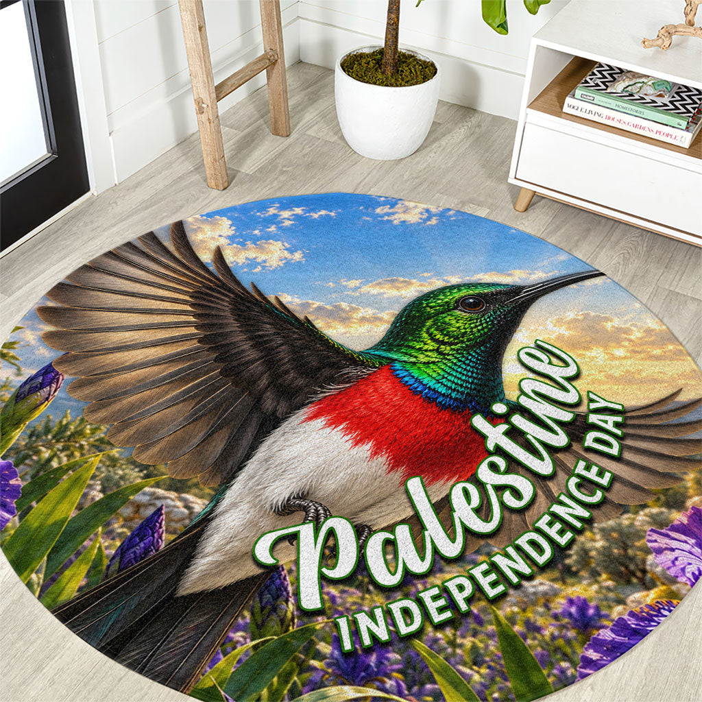 Palestine Independence Day Round Carpet Sunbird Iris Flower Cultural Heritage