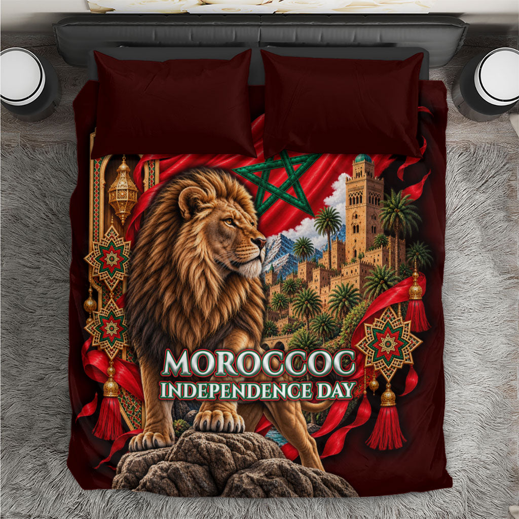 Morocco Independence Day Lion Bedding Set Atlas Mountain Kasbah Heritage