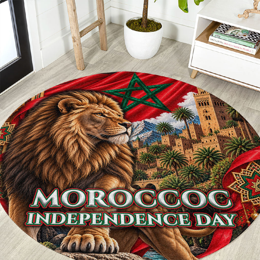 Morocco Independence Day Lion Round Carpet Atlas Mountain Kasbah Heritage