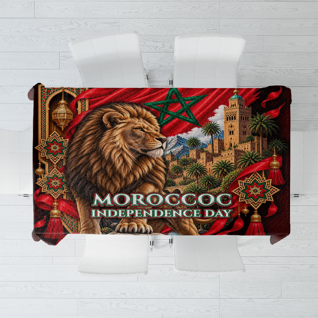 Morocco Independence Day Lion Tablecloth Atlas Mountain Kasbah Heritage