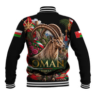 Oman National Days Ibex Baseball Jacket Pink Rose Geometric Heritage