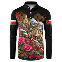 Oman National Days Ibex Button Sweatshirt Pink Rose Geometric Heritage