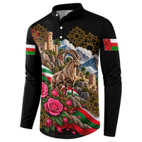 Oman National Days Ibex Button Sweatshirt Pink Rose Geometric Heritage