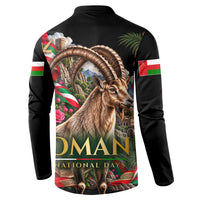 Oman National Days Ibex Button Sweatshirt Pink Rose Geometric Heritage