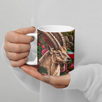 Oman National Days Ibex Ceramic Mug Pink Rose Geometric Heritage