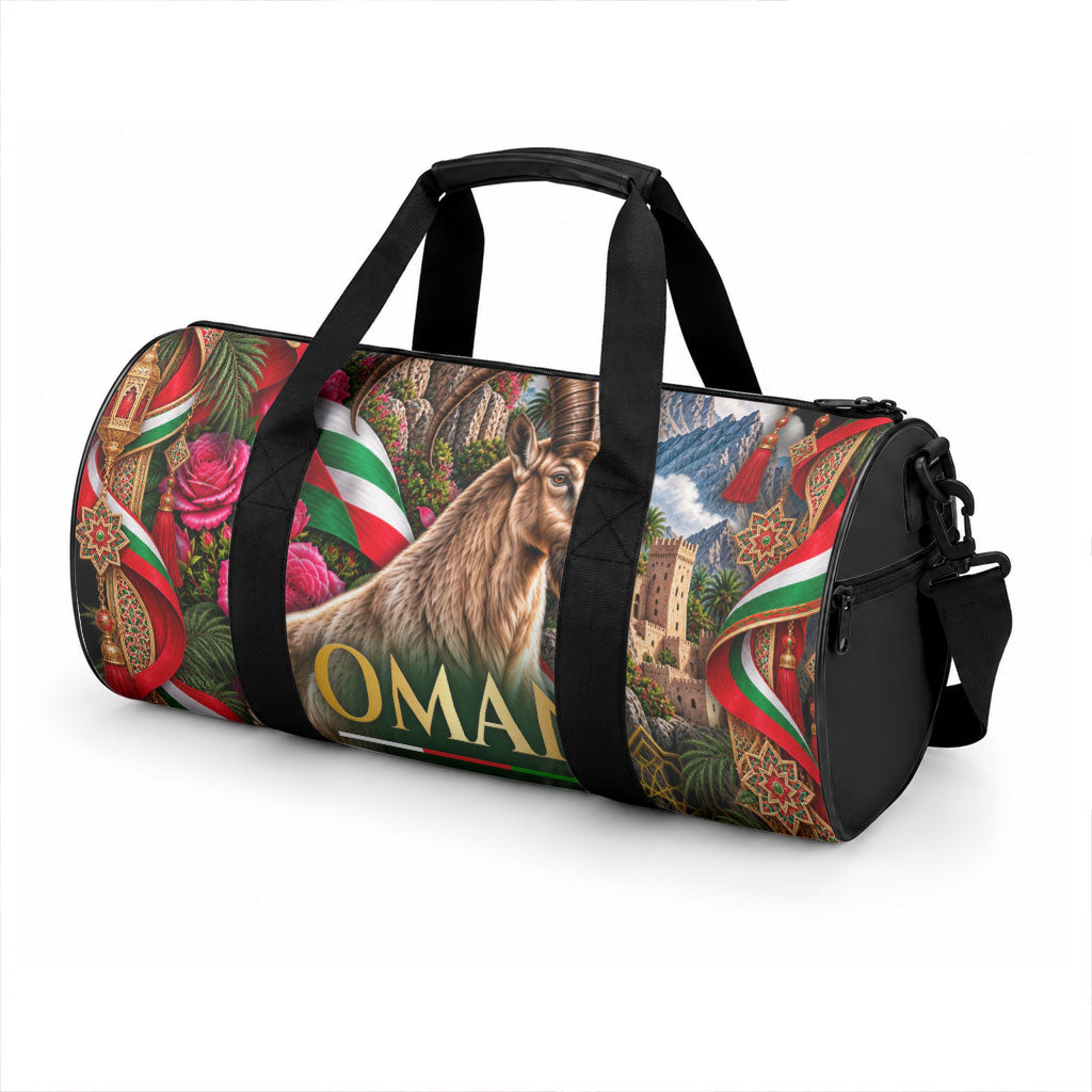 Oman National Days Ibex Duffle Bag Pink Rose Geometric Heritage