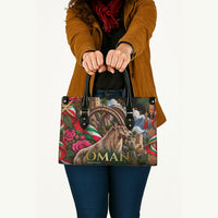 Oman National Days Ibex Leather Bag Pink Rose Geometric Heritage