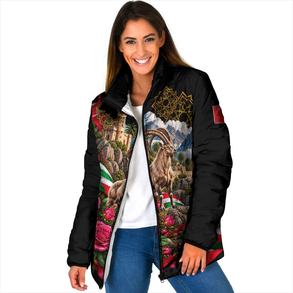 Oman National Days Ibex Padded Jacket Pink Rose Geometric Heritage
