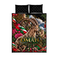 Oman National Days Ibex Quilt Bed Set Pink Rose Geometric Heritage