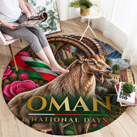 Oman National Days Ibex Round Carpet Pink Rose Geometric Heritage