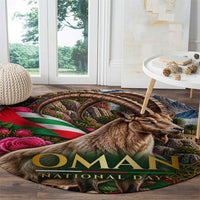 Oman National Days Ibex Round Carpet Pink Rose Geometric Heritage