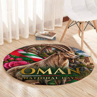Oman National Days Ibex Round Carpet Pink Rose Geometric Heritage
