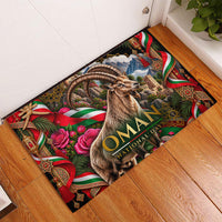 Oman National Days Ibex Rubber Doormat Pink Rose Geometric Heritage