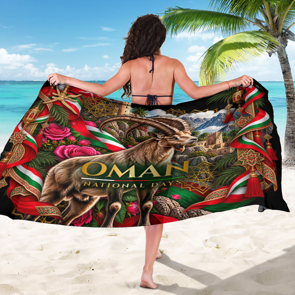 Oman National Days Ibex Sarong Pink Rose Geometric Heritage